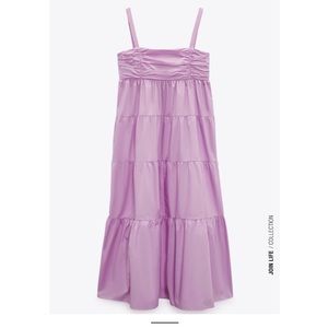 Zara maxi poplin tiered dress